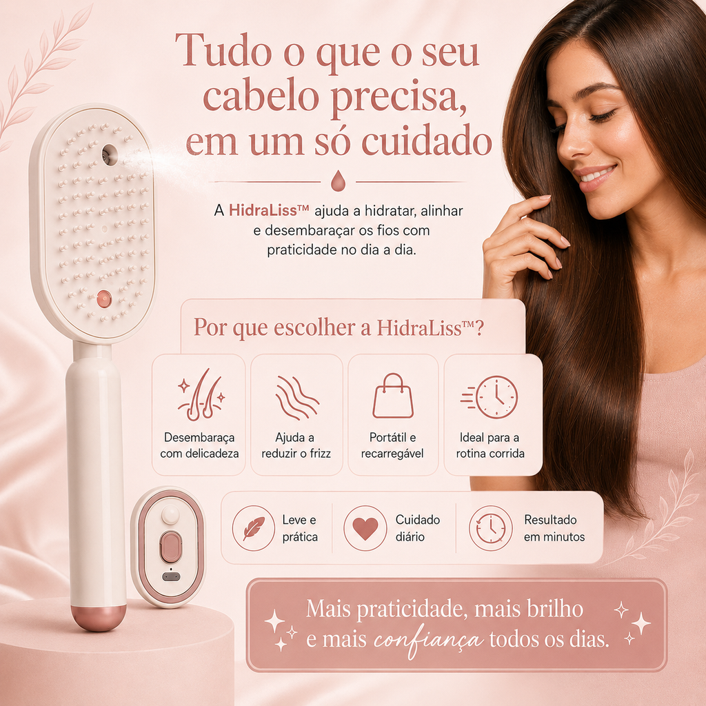 HidraLiss Escova Hidratante Portátil + Frete Grátis